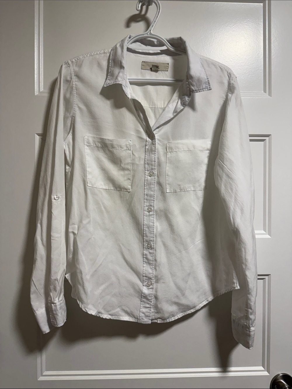 Thread & Supply White Collared Shirt with Logo Tag